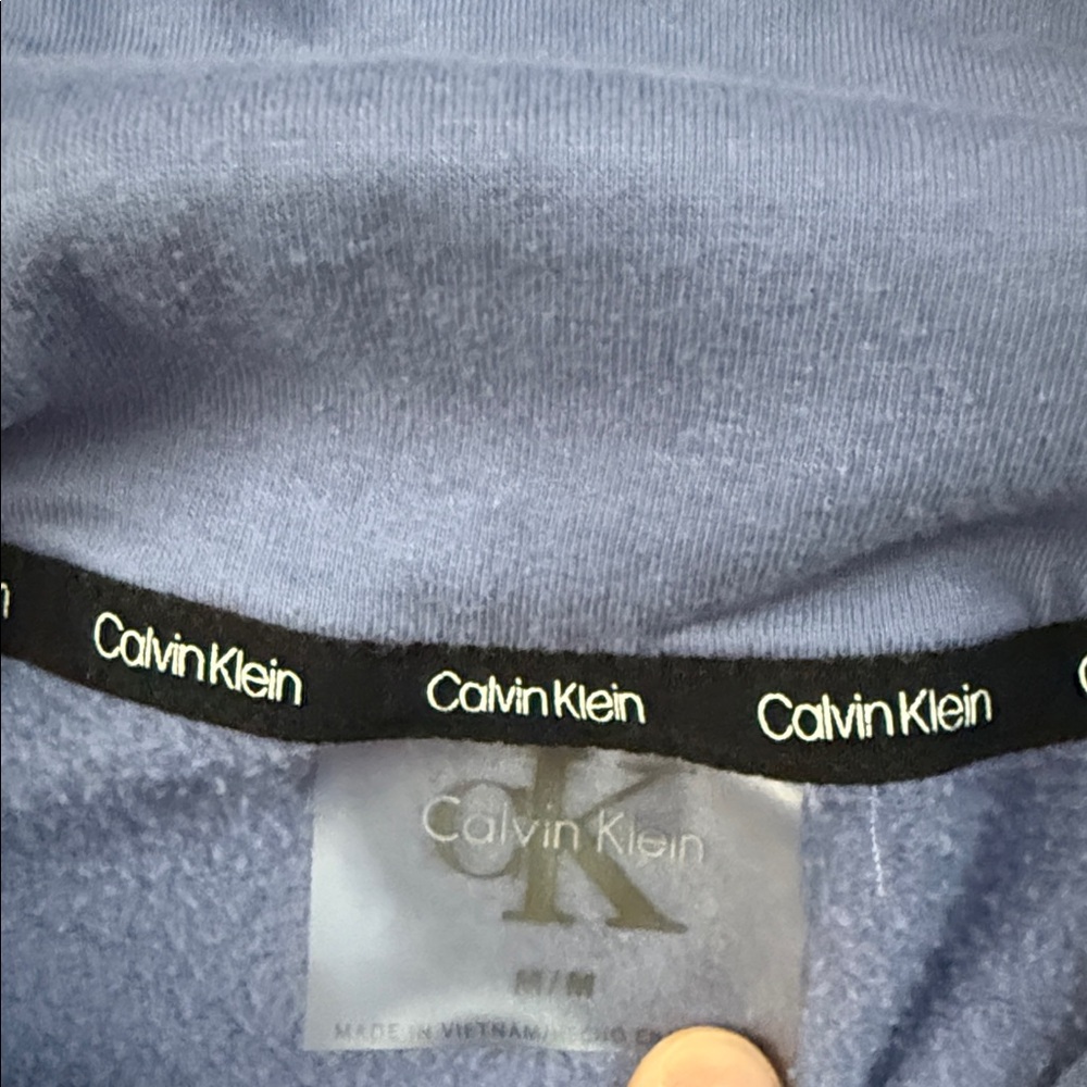 Calvin Klein Purple Cropped Hoodie with Branded Black Drawstrings Medium - Picture 3 of 5